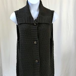 Brown Button Down Sweater Tunic Vest, Size 1X